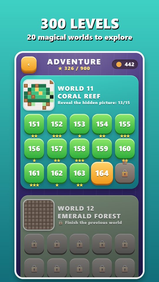 300 levels across 20 worlds